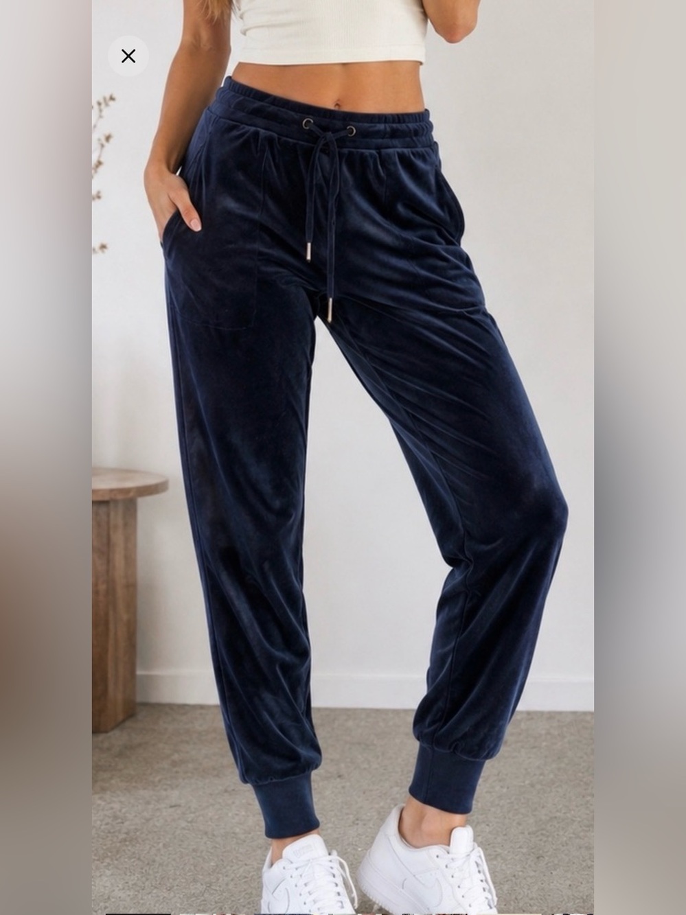 ANTHROPOLOGIE Saturday/Sunday Navy Velour jogger lounge pants XS